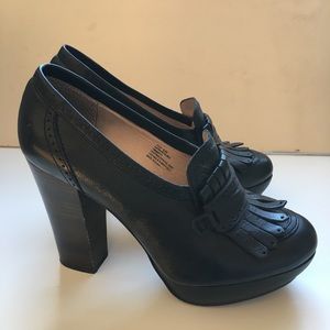 Frye Black Platform Loafer Heels Sz 8.5